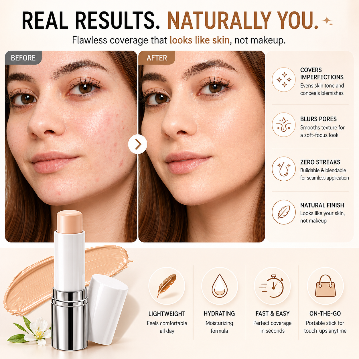 💝 TODAY ONLY — 50% OFF 💝Cream Stick V White Korean Color-Changing Foundation Stick with Volufiline
