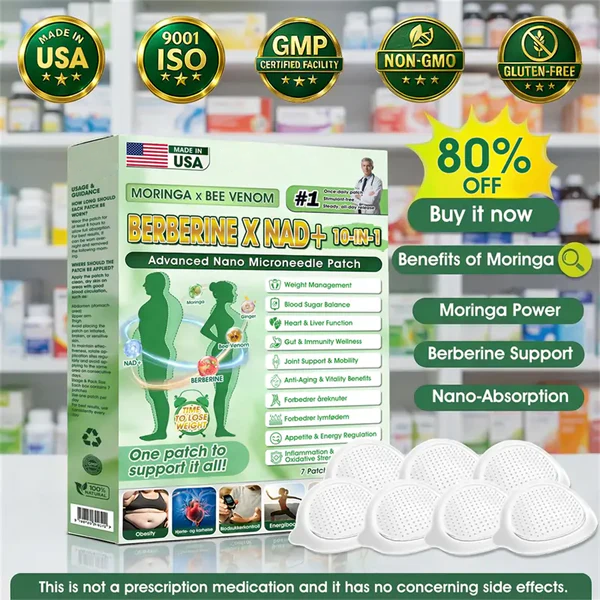 🧑⚕️🩺 Moringa · Berberine × NAD+ 𝟏𝟎-𝐢𝐧-𝟏 𝐀𝐝𝐯𝐚𝐧𝐜𝐞𝐝 𝐍𝐚𝐧𝐨 𝐌𝐢𝐜𝐫𝐨𝐧𝐞𝐞𝐝𝐥𝐞 𝐏𝐚𝐭𝐜𝐡 — 𝐎𝐧𝐜𝐞 𝐃𝐚𝐢𝐥𝐲, 𝐕𝐢𝐬𝐢𝐛𝐥𝐞 𝐑𝐞𝐬𝐮𝐥𝐭𝐬 𝐢𝐧 𝟕 𝐃𝐚𝐲𝐬