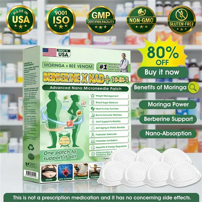 🧑⚕️🩺 Moringa · Berberine × NAD+ 𝟏𝟎-𝐢𝐧-𝟏 𝐀𝐝𝐯𝐚𝐧𝐜𝐞𝐝 𝐍𝐚𝐧𝐨 𝐌𝐢𝐜𝐫𝐨𝐧𝐞𝐞𝐝𝐥𝐞 𝐏𝐚𝐭𝐜𝐡 — 𝐎𝐧𝐜𝐞 𝐃𝐚𝐢𝐥𝐲, 𝐕𝐢𝐬𝐢𝐛𝐥𝐞 𝐑𝐞𝐬𝐮𝐥𝐭𝐬 𝐢𝐧 𝟕 𝐃𝐚𝐲𝐬
