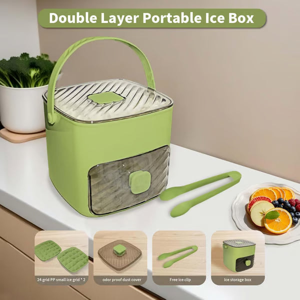 Portable Household Layer Ice Cube with Storage Bin ＆ Lid