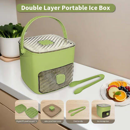 Portable Household Layer Ice Cube with Storage Bin ＆ Lid